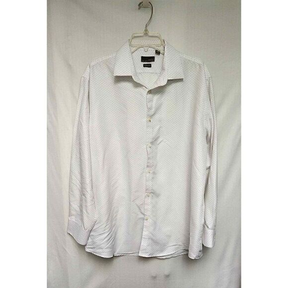 Black Label By Ruffini Men's Polka-Dots White/Gray Long Sleeve Slim-Fit 17-17½ - Picture 4 of 7